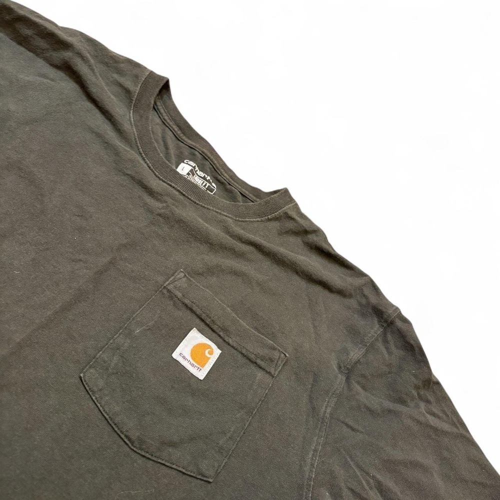 Carhartt Men Large Pocket T-Shirt Black Green Loose Fit Heavyweight Workwear Tee